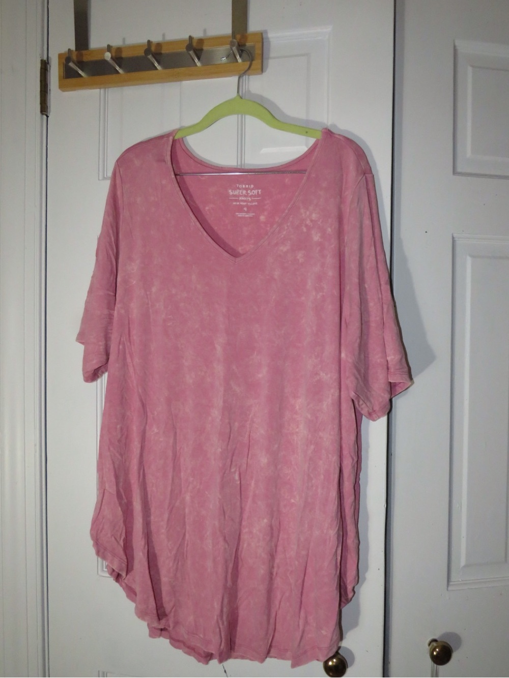 torrid Pink Mineral-Wash V-Neck Knit Top